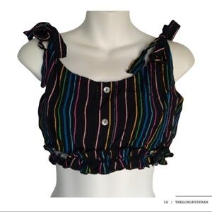 📌 4 for $25 ⚫️ BIG WATER BLUE SKY STRIPES CROP TOP